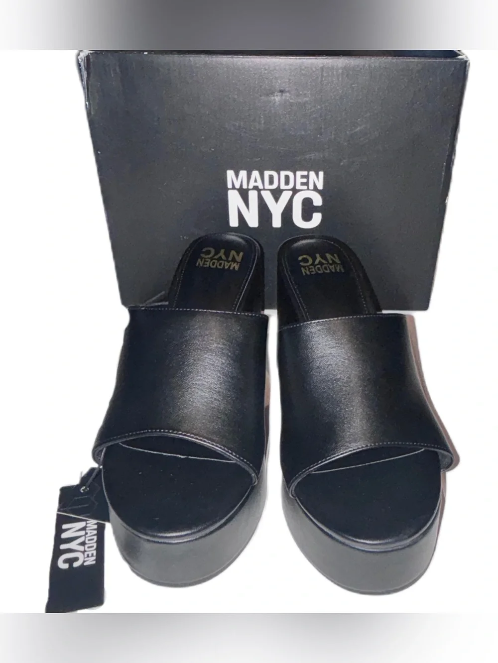 Madden NYC Black Platform Boho Wedge Slide on Sandals - Women's 10